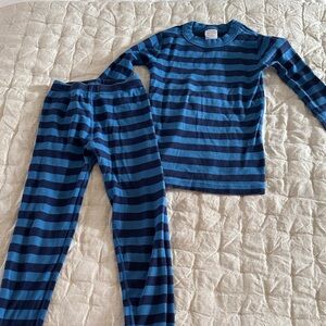 Hanna Andersson Kids Striped Blue Pajamas Set Size 6-7